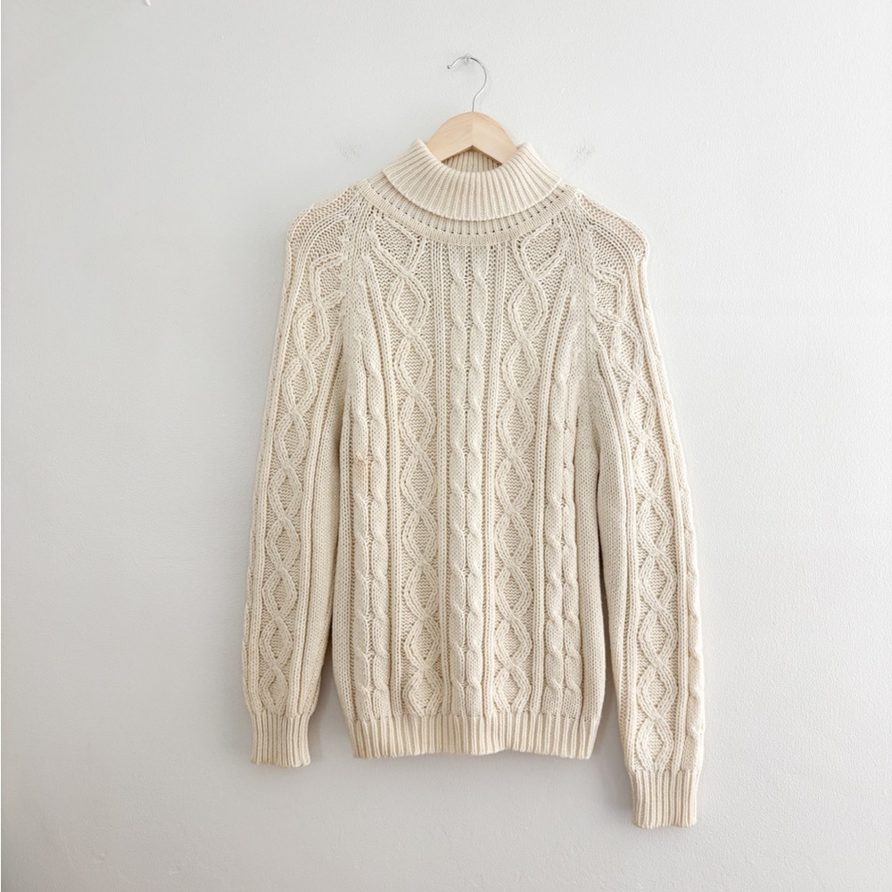 Vintage Cable Knit Turtleneck Sweater - Picture 1 of 4